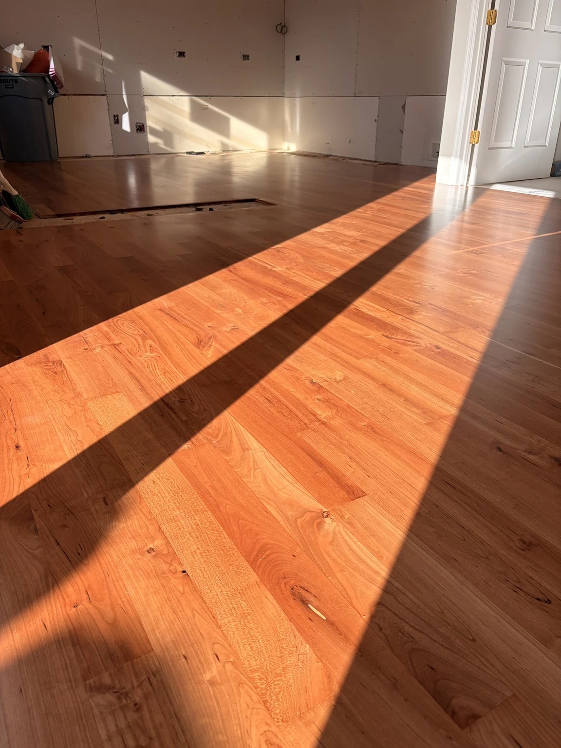 Hardwood flooring project detail in a home